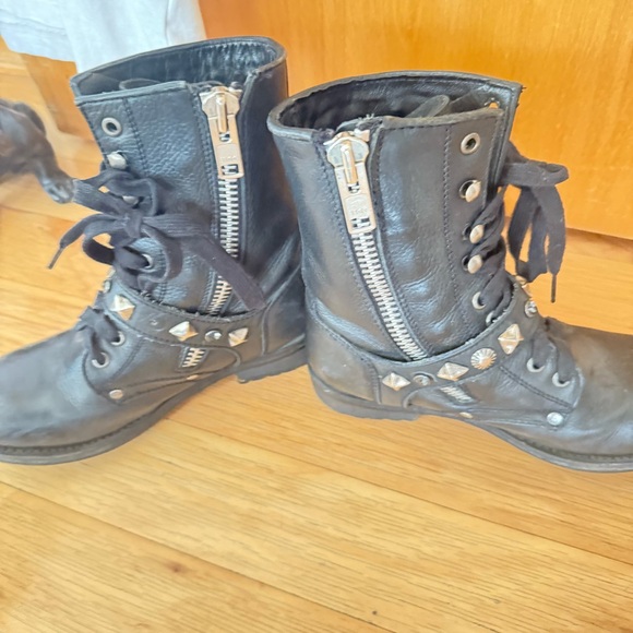 Ash Black Combat Boots with Silver Studs - Picture 11 of 13